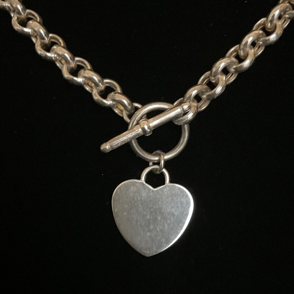 🌺 925 Italian Silvering Necklace with Toggle Heart Hook 37 Grams - Picture 3 of 7